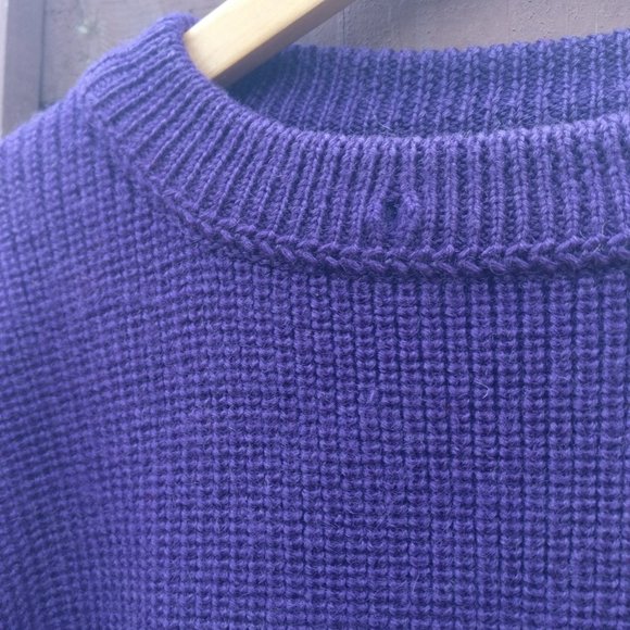 PATAGONIA 80s Vintage Made in Hong Kong Chunky Fisherman sweater Deep Purple - Picture 11 of 13